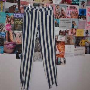 Subdued high waisted striped jeans size 30